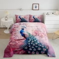 thumbnail image 2 of Feelyou Pink Blue Peacock Full Size Comforter Sets, Romantic Blossoms Floral Flower Bedding Comforter Set, Kawaii Animal Reversible Bedding Sets, Breathable Home Decor, 3-Piece, 2 of 8