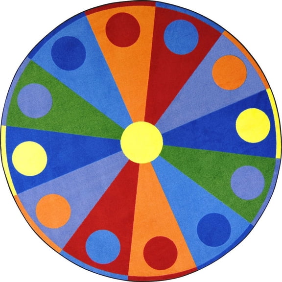 Joy Carpets Kid Essentials Color Wheel 7'7" Round Area Rug in Color Multi