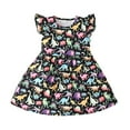 thumbnail image 2 of FAMTKT Toddler Baby Girl Dress Summer Dinosaur Print Multicolor Flying Sleeves Casual Dress Summer Beach Sundress, 2 of 9