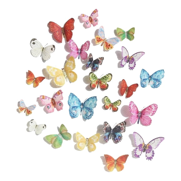 predolo 24Pcs Butterfly Wall Decors 3D Butterflies Stickers, PVC Decorative, Home Decor,
