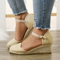 thumbnail image 4 of Mostsola Womens Espadrilles Wedge Sandals Closed Toe Ankle Buckle Strap Heels Summer Beach Shoes, 4 of 9