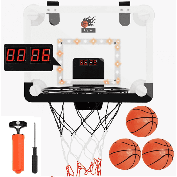 Cyfie Basketball Hoop Set for Kids,LED Light Basketball Hoop with Scoreboard,Christmas Gift for Boys and Girls,Deal on Sale Clearance