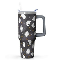 Cute Ghosts Halloween Tumbler 40oz with Handle - BPA Free Insulated Cup, Non-Scary Pumpkin & Bats Print, Family Party Drinkware