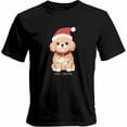 thumbnail image 1 of Camisetas gráficas informales de manga corta con diseño navideño de cachorro para hombre, 1 of 8