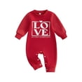 thumbnail image 2 of Elippeo Baby Valentine Sweatshirt Romper Casual Letter Print Long Sleeve Jumpsuit for Newborn Toddler Girl Boy Cute Clothes 3 6 12 18 Months, 2 of 9