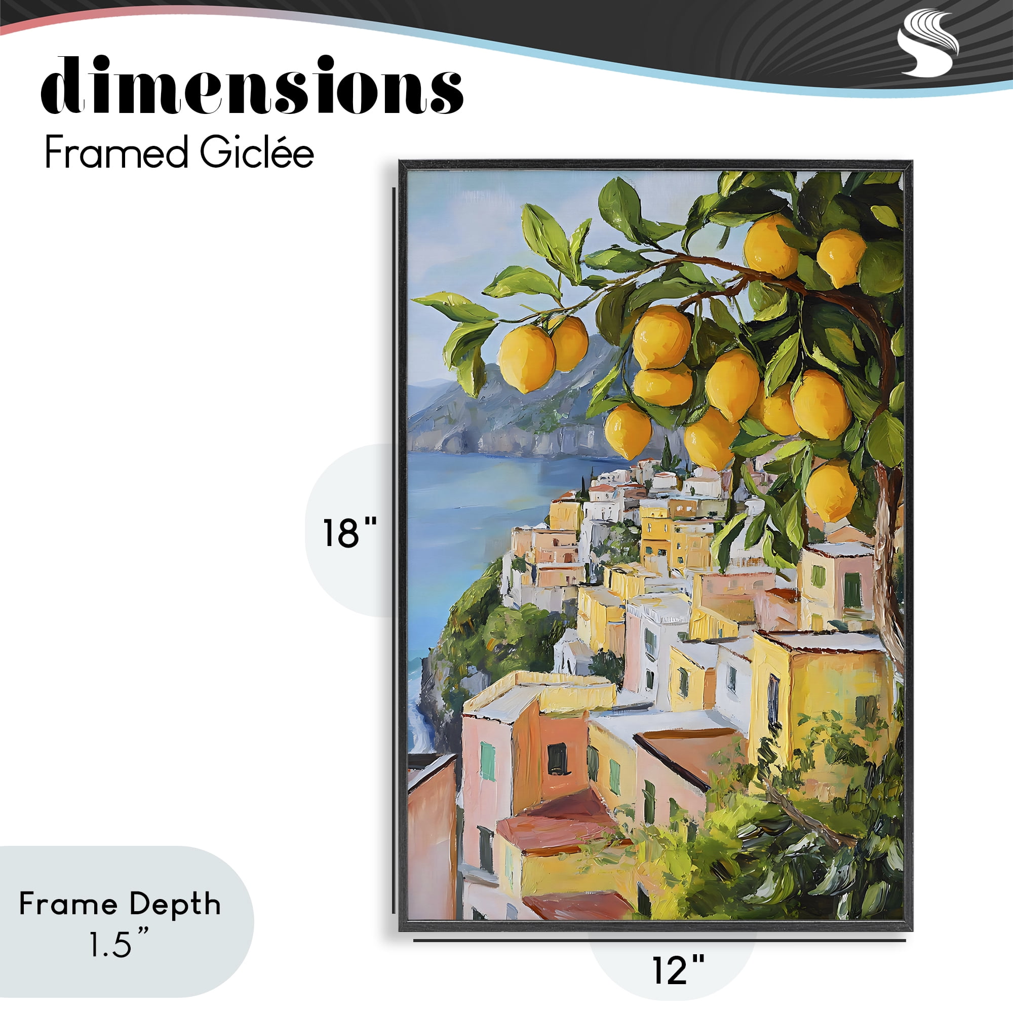 Stupell Industries Mediterranean Lemon Tree Scenery Black Framed Giclee Art, design by Creative Studio