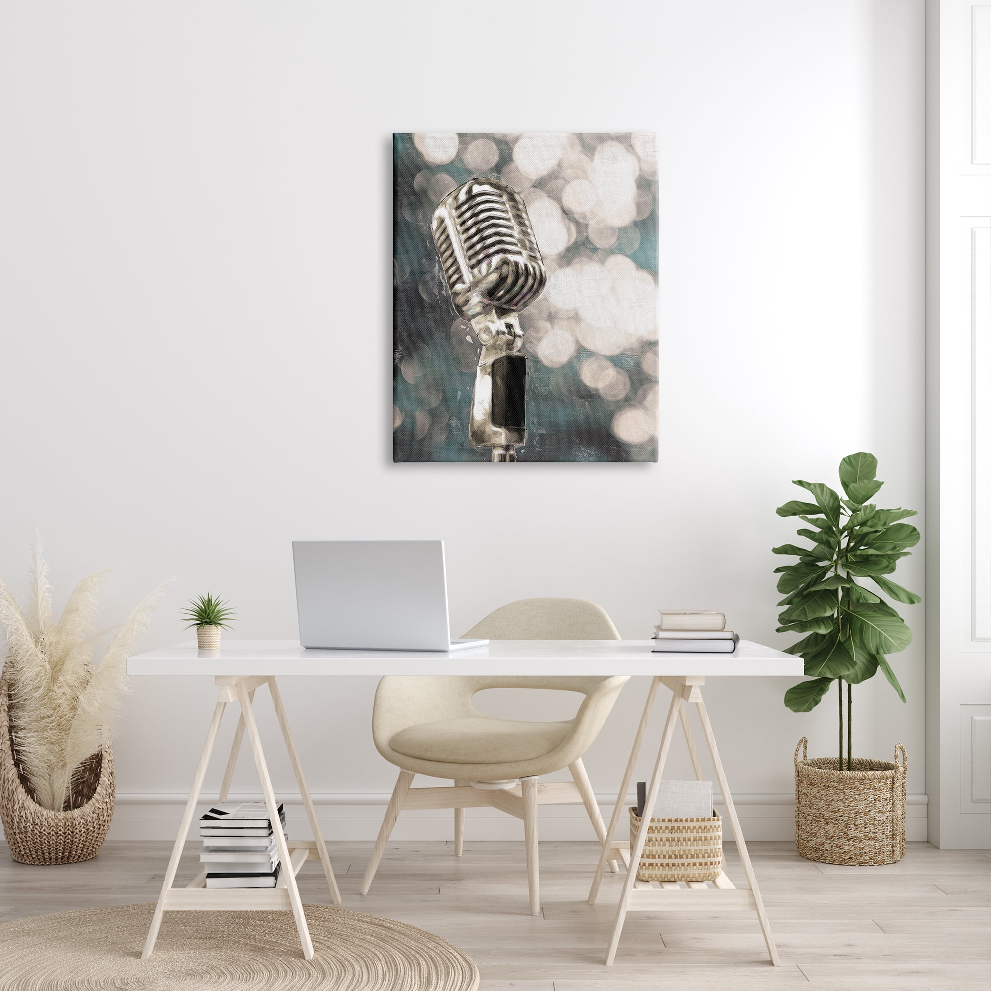 Stupell Industries Singing Microphone Musical Karaoke Mic Bokeh Photography,30 x 40, Design by Cloverfield & Co.