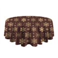 thumbnail image 5 of Brown Christmas Snowflake Pattern Round Tablecloth 60"x60",Wrinkle Wipeable Table Cloth for Kitchen Dining Room Picnic Patio Party, 5 of 6