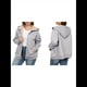 thumbnail image 3 of Sudadera con Capucha de Invierno de Larga con Cremallera para Mujer, Informal, Cálida y Acogedora, con Forro , para Otoño. Gris 5XL, 3 of 7