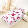 thumbnail image 2 of Manfei Pink Flowers Twin Fitted Sheet,Cute Coquette Bowtie Bedding,2 Pieces,1 Fitted Sheet and 1 Pillowcase, 2 of 6