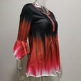 thumbnail image 2 of Gradient Couleur T-Shirt Femmes Casual Bouton Col Rond Manches Volantes Swing Ample Top, 2 of 8