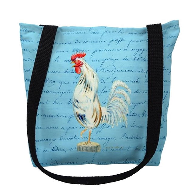 Sac Fourre-Tout 18 x 18 Po. Coq Blanc Script Bleu - Grand