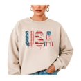 thumbnail image 2 of Ink-Printed USA Distressed Flag Sweatshirt for Women Kids July 4th Family Matching Crewneck Sand Sweatshirt Adult Medium, 2 of 8