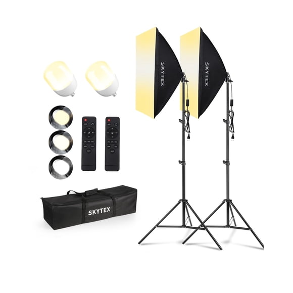 Skytex Kit d'Éclairage Softbox Lot de 2, 20x28 Po Soft Box / Mise à Niveau 135W 2700-6400K 100V-240V AC E27 Ampoule Led Éclairage Continu pour Photographie, Éclairage de Studio Photo