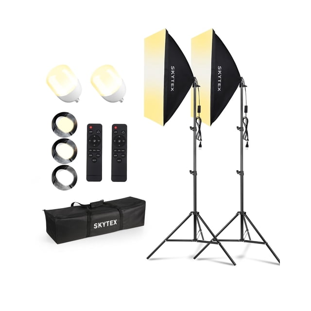 Skytex Softbox Lighting Kit 2Pack,20x28in Soft Box |Upgrade 135W 2700-6400K 100V-240V AC E27 LEDBulb Continuous Photography Lighting,Photo Studio Lig