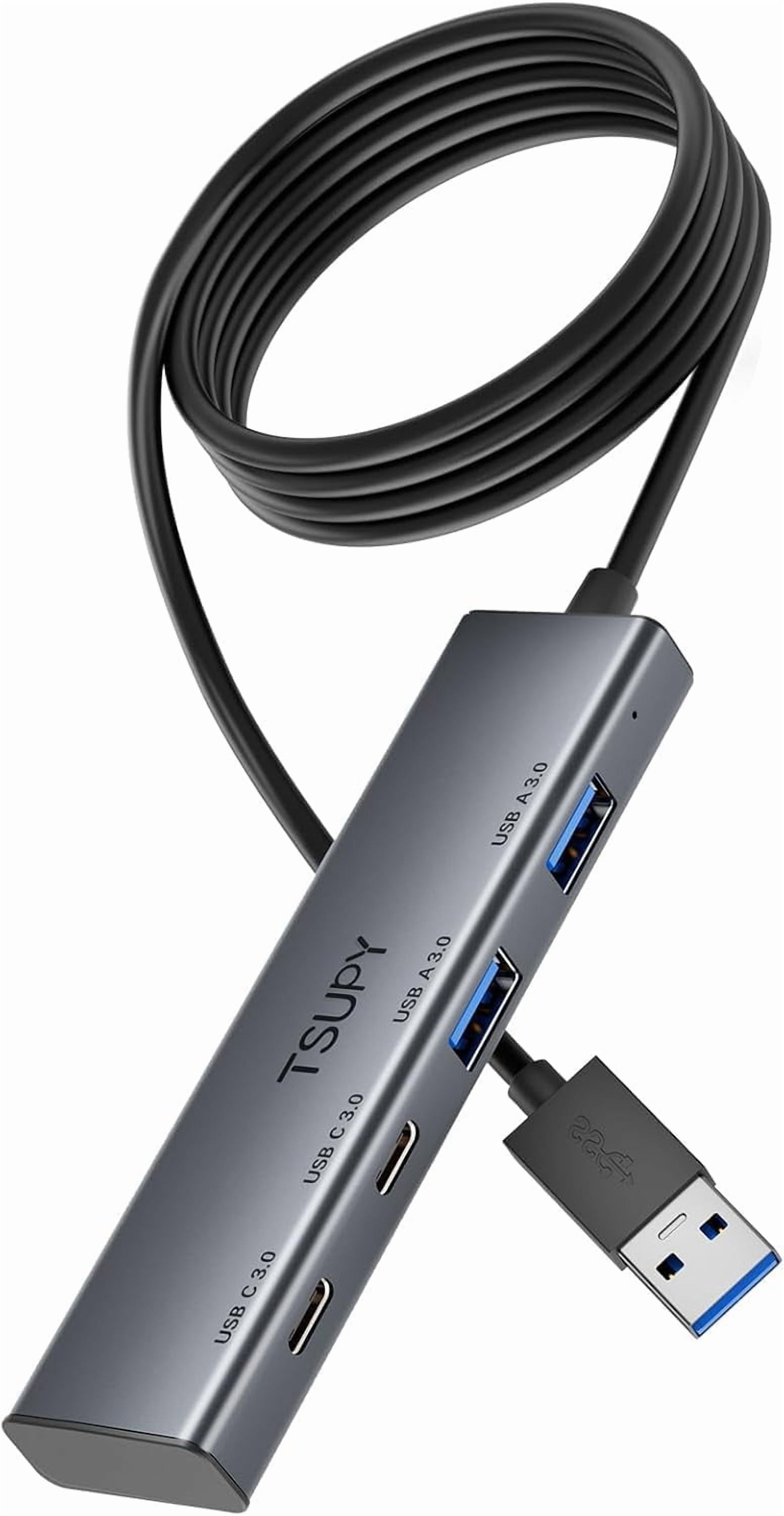 HRTGFD-USB 3.0 Splitter HUB with 2 USB-C & 2 USB-A Port,Multi USB C USB A 3.0 Hub with 4FT Extended Cable,4 Ports USB Extender Multi USB Port Hub for Laptop, PC, Flash Drive, HDD,Printer, Mouse, Keyb