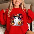 thumbnail image 5 of dazeni Funny Ghost Pumpkin Pattern Sweatshirts for Kids Girls Oversized Crewneck Sweatshirt Loose Casual Long Sleeve Tunic Pullover Red 3-4 Years, 5 of 7