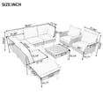 thumbnail image 5 of 9-Piece Patio Rattan Furniture Set, Outdoor Conversation Set With Acacia Wood Legs and Tabletop, PE Rattan Sectional Sofa Set with Coffee Table, Washable Cushion, Gray, 5 of 5