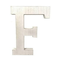 16 in. Distressed Wooden Initial Letter F Sculpture, White Wash