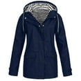 thumbnail image 4 of Casual Utility Raincoat with Large Flap Pockets and Striped Lining Highlighting Solid Color Design and Loose Fit Cut Navy XXL, 4 of 6