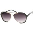 thumbnail image 2 of sunglassLA Unisex Modern Oversize Metal Crossbar Semi-Rimless Aviator Sunglasses (Black-Gold / Lavender) - 62mm, 2 of 4