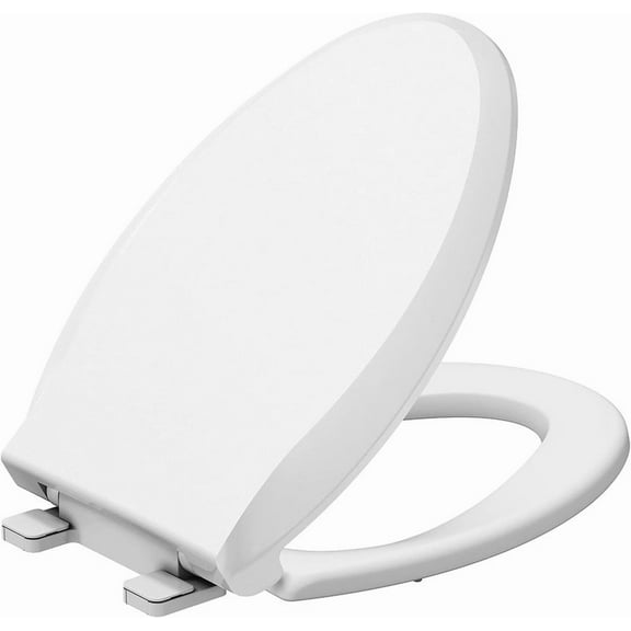 Towallmark Toilet Seat, 19 Inch Soft Close Elongated Toilet Lid With Cover, Easy Installation PP Material, Quiet Slow Close Ergonomic Design, White