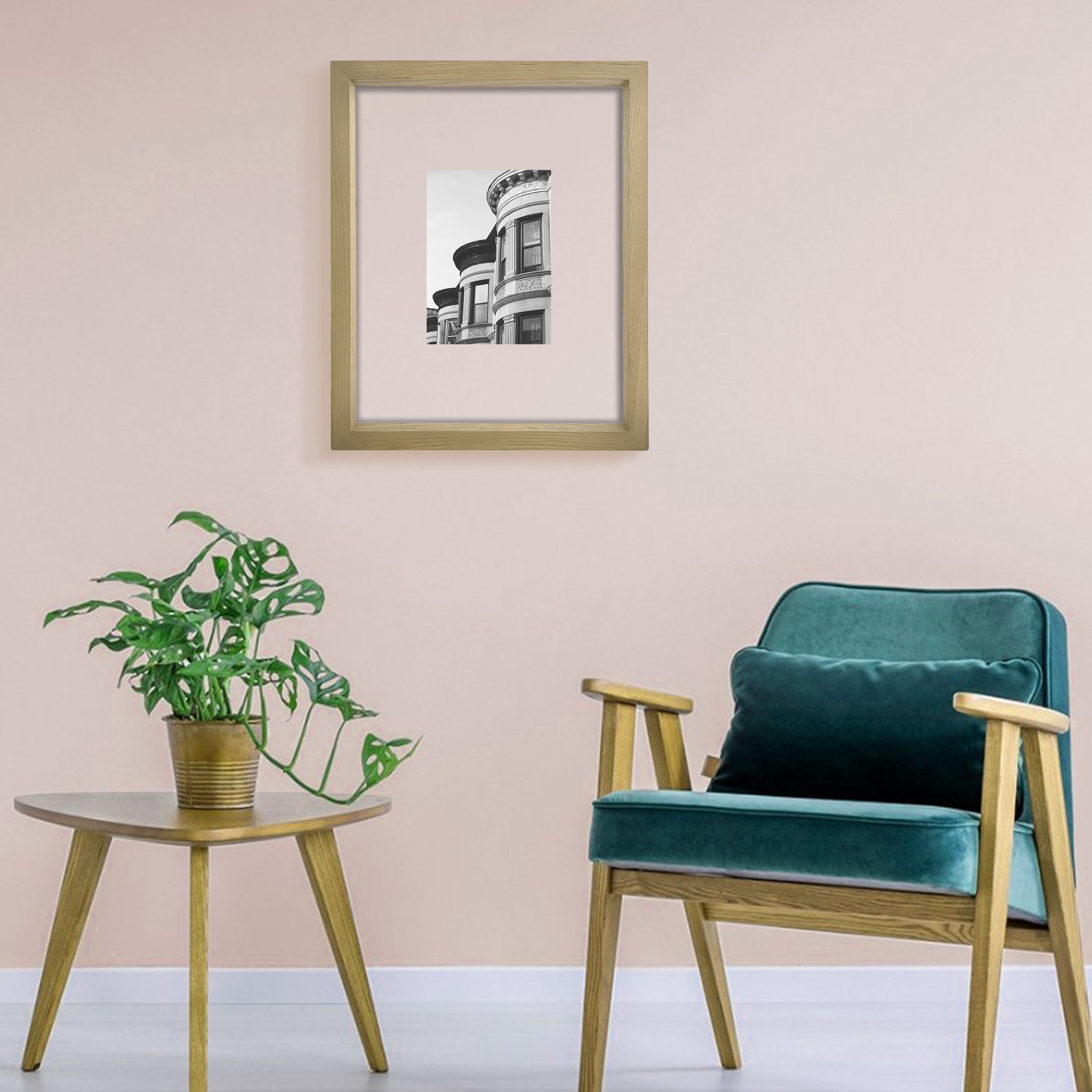 Better Homes & Gardens 11x14 Floating Gallery Wall Picture Frame, Natural Wood, Non Glare