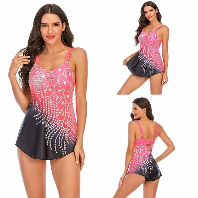 Maillots de Bain 2 Pcs pour Femmes Ensemble Tankini avec Shorty Robe de Bain Amincissante Maillot de Bain Grande Taille Robe de bain Tankini