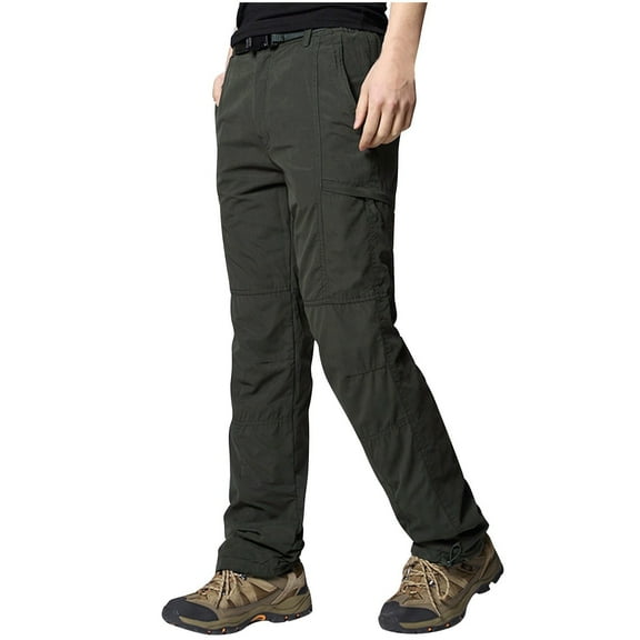 Men's Fleece Lined Outdoor Cargo Hiking Pants Cotton Winter Thick Tactical Pants Warm Climbing Ripstop Combat Pant