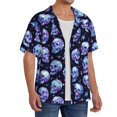 thumbnail image 2 of Balery crystal Skull Camisa Casual de Manga Corta con Botones para Hombre, Texturizada, Estilo Cubano, para Playa, Verano-XX-Large, 2 of 5