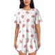 thumbnail image 1 of Fotbe Hand Drawn Strawberry Conjunto de Pijama Estampado para Mujer, 2 Piezas, Ropa de Dormir con Camiseta de Manga Corta y Shorts Suaves-X-Large, 1 of 6