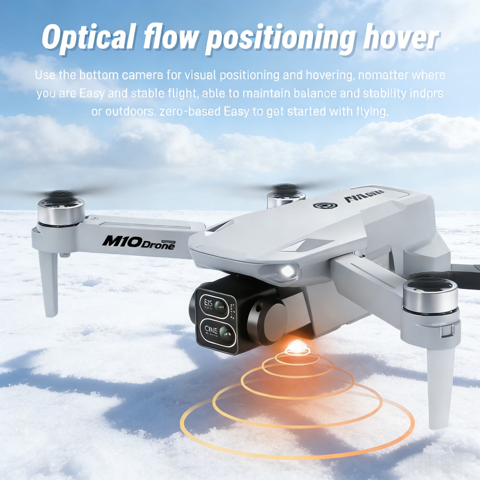 Foldable Dual-Camera Drone with Brushless Motor, Optical Flow Positioning, 4K HD FPV, Long Flight Time with 2 Batteries, Remote Control – Gray.