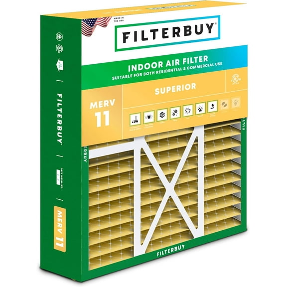 Filterbuy 20x22x5 Air Filter MERV 11 Allergy Defense, Pleated HVAC AC Furnace Filter Replacement for Amana, Goodman & Nordyne, 1-Pack