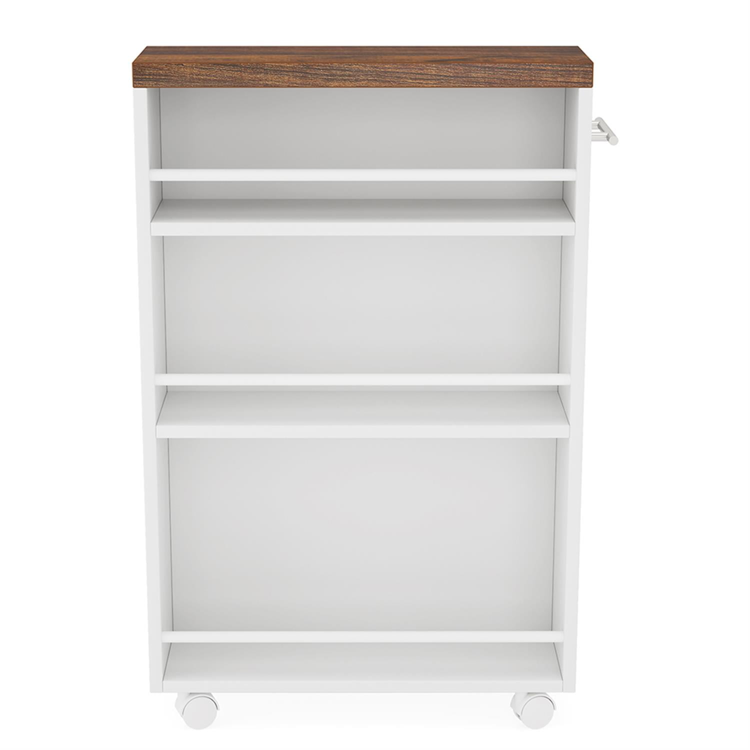 Demi Bonn Slim Kitchen Storage Cart, 4 Tier Small Rolling Laundry Room Cart, Bathroom Storage Cabinet Shelf Unit Organizer Trolley with Handle for Narrow Space, White