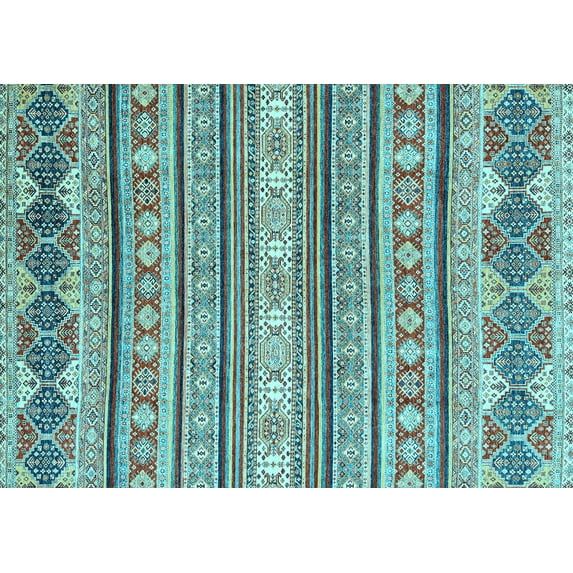 Ahgly Company Indoor Rectangle Abstract Light Blue Modern Area Rugs, 8' x 12'