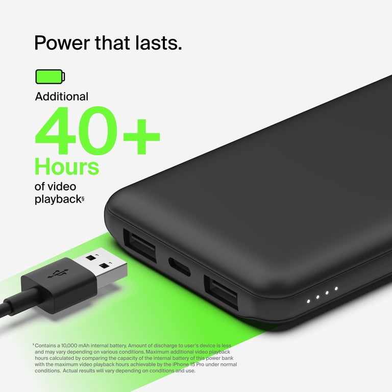Belkin, USB-C Portable Charger, 10K Power Bank, 3 Ports Fast