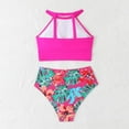 thumbnail image 7 of Generic Women's Two Piece Swimsuit Tummy Control Bathing Suits High Neck Crop Top Bikini with Tropical Print High-Waisted Bottom, 7 of 7