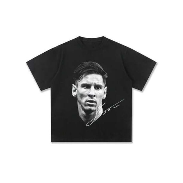 2026 Trě-Ndy Li?něl ?ěssi Camiseta holgada con estampado para hombre y mujer, informal, de algodón, de manga corta, para aficionados al fútbol, ropa de calle, top de verano, camiseta gráfica negra de