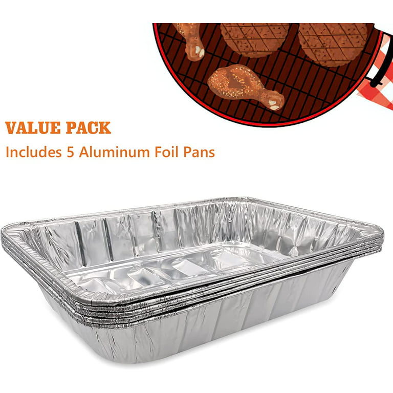 SONGLAM 5 Pack X-Large Aluminum Turkey Pans 17 x 13 - Disposable Roasting  Pan, Full Size Disposable Trays for Steam Table, Food, Grills, Baking, BBQ