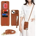 thumbnail image 3 of iPhone 14 Plus Case for Women with Card Holder, iPhone 14 Plus Phone Case Wallet with Strap,Crossbody Lanyard Cases with Credit Card Slots Kickstand with Ring Holder Stand Case,6.7 Inch,Brown, 3 of 13