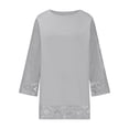 thumbnail image 4 of gakvbuo 3/4 Sleeve Lace Top For Womens Summer Tunic Blouse Shirt Crew Neck Solid Color Casual Top, 4 of 7