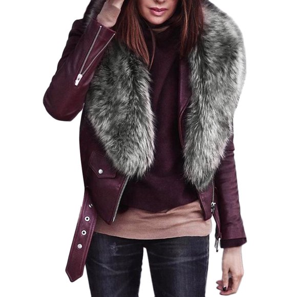 Womens Faux Fur Collar Scarf Shawl Collar Wrap Stole Scarves