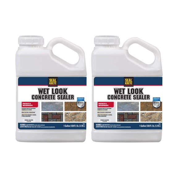 2 Pack, Clear, Seal-Krete Wet Look High Gloss Concrete Sealer-372707, 1 gal