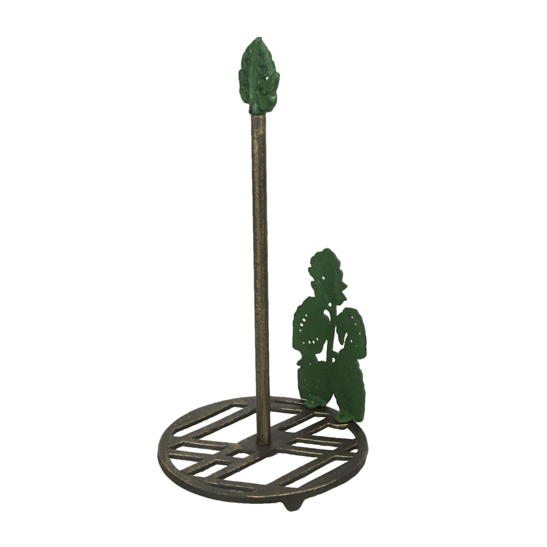 Zeckos Green Cast Iron Monstera Leaf Countertop Paper Towel Holder