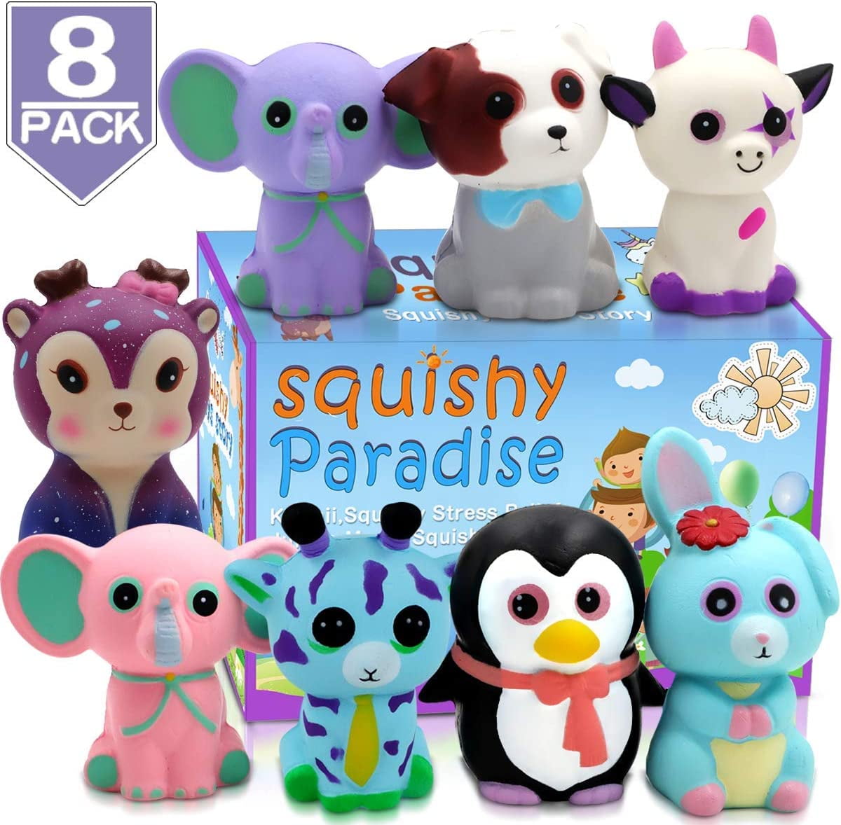 JOYIN 3 Pack Jumbo Galaxy Design Squishy Slow Rising Fantasy Animal Toy Slow Rising Stress Relief Soft Squeeze Kawaii Animal Friends Toys for Boys and Girls 