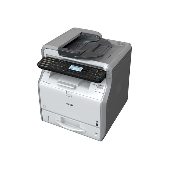 Restored Ricoh SP 3610SF Monochrome Laser Multifunction Printer – Print, Copy, Scan, Fax, Duplex, 31 PPM, Network & USB Connectivity (Refurbished)