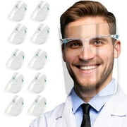 10 Pack Clear Protective Full Face Shields to Protect Eyes, Nose, Mouth - Anti-Fog PET Plastic, Goggles - Sanitary Droplet Splash Guard