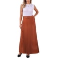thumbnail image 3 of INSPIRE CHIC Women's Pleated Skirt Elastic High Waist Belted Flowy A-Line Maxi Skirt M Reddish Brown, 3 of 7