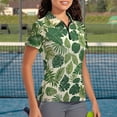 thumbnail image 3 of Whosucclay Monstera Leaves Print Workout Shirts for Fitness Golf, 1/4 Zip Polyester Women Short Sleeve Golf Shirts Lightweight Soft Athletic Tops Size X-Large, 3 of 10