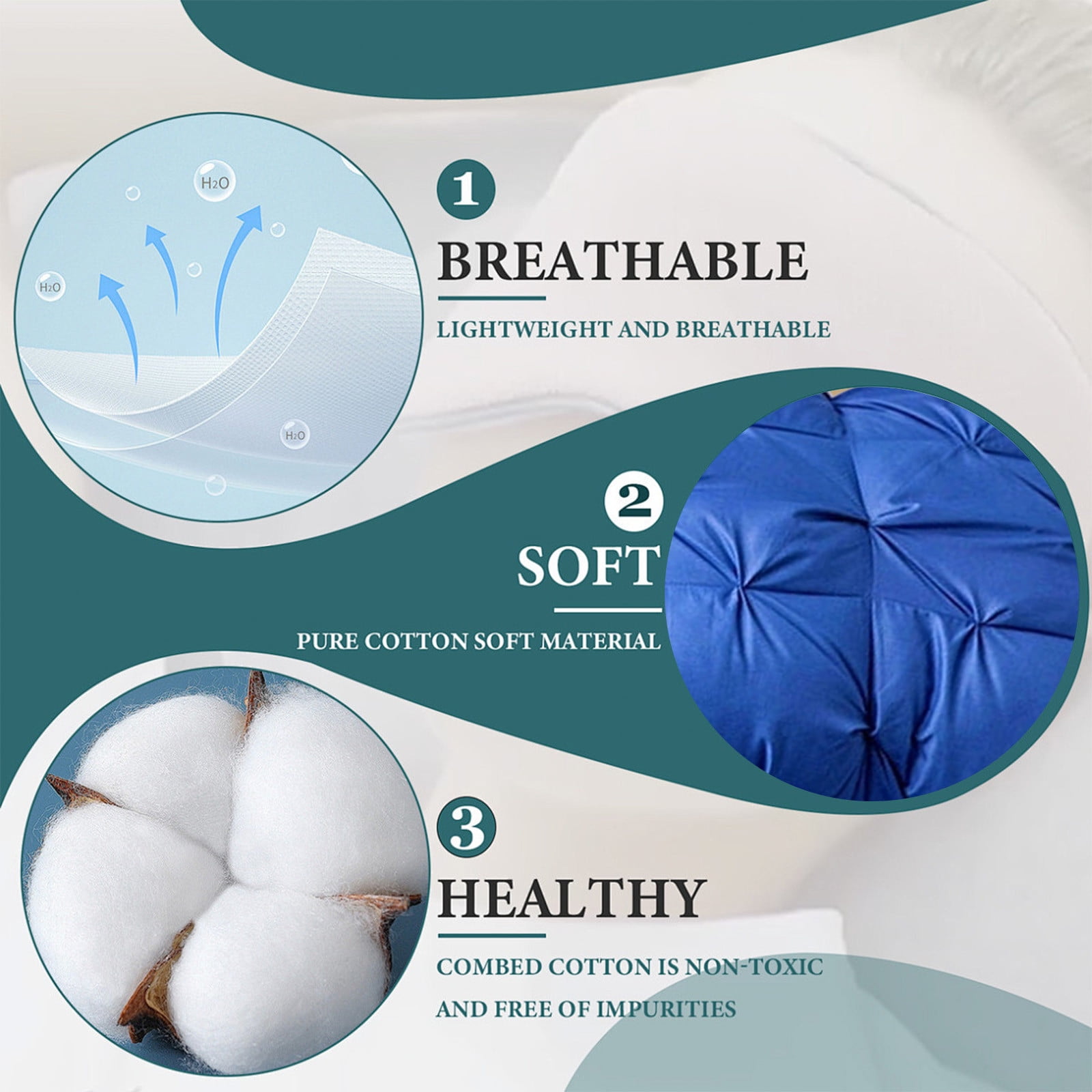 Goose Down Feather Pillows, Soft Bed Pillows Queen Size Set of 2, 100% Soft Cotton Shell, Bedding Pillow for Back, Stomach or Side Sleepers